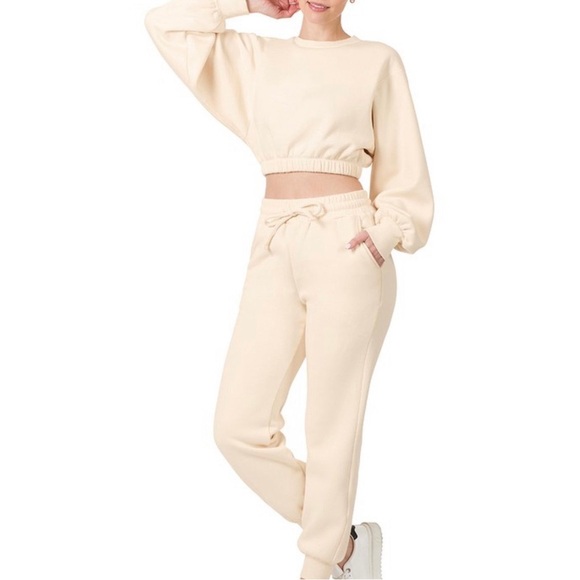 Women's Cream Sweatpants Set - Picture 1 of 1